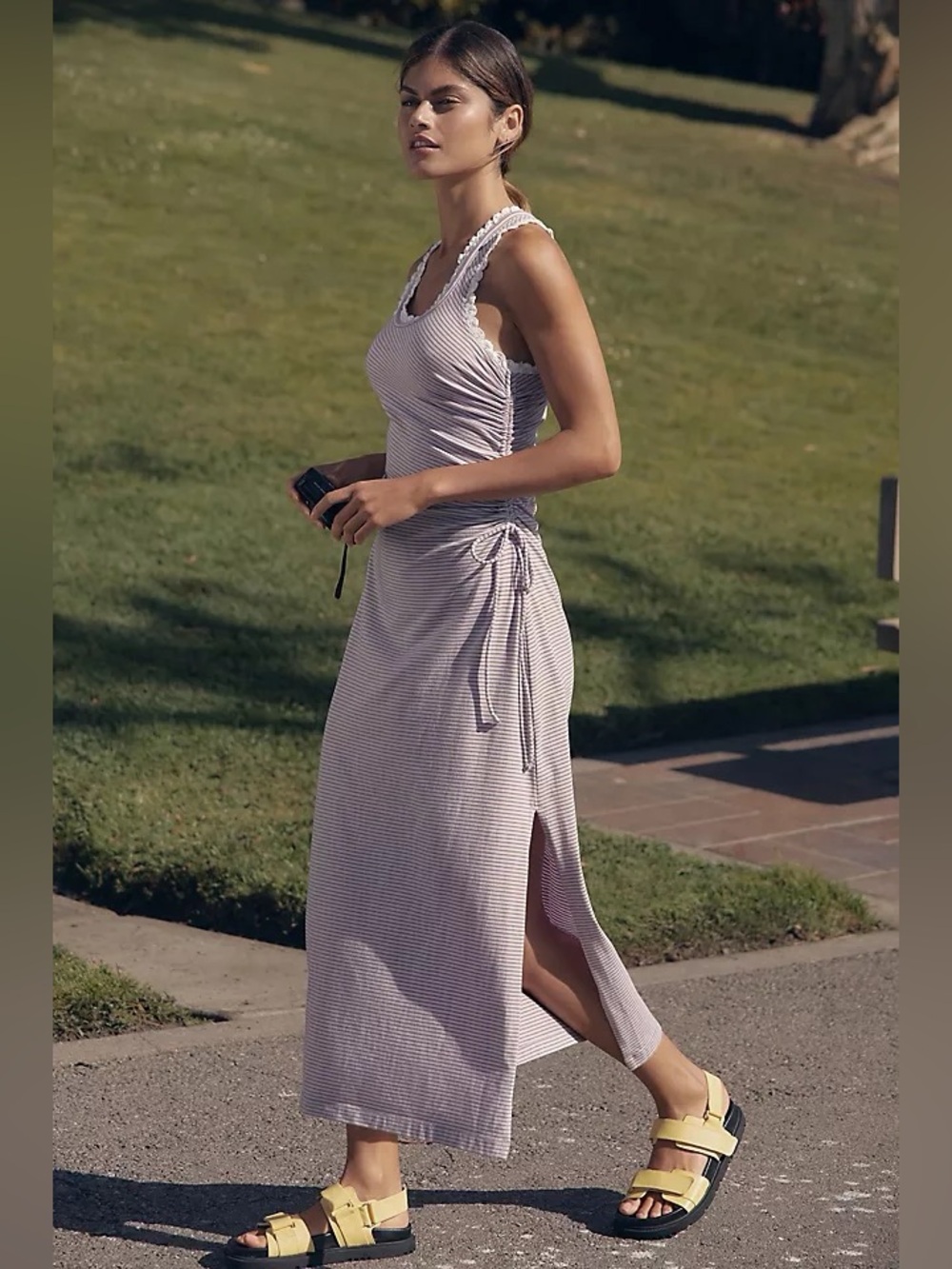 DAILY PRACTICE • NWT Anthropologie game time ruched midi tank dress 1x